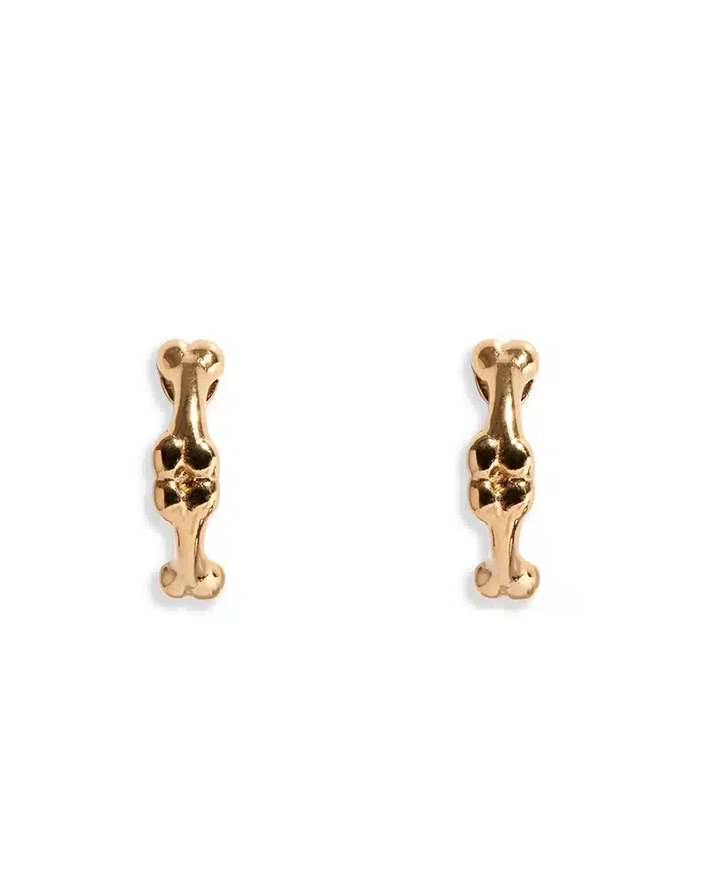 18ct Gold Plated Micro Bones Hoop (Single) - Image 3