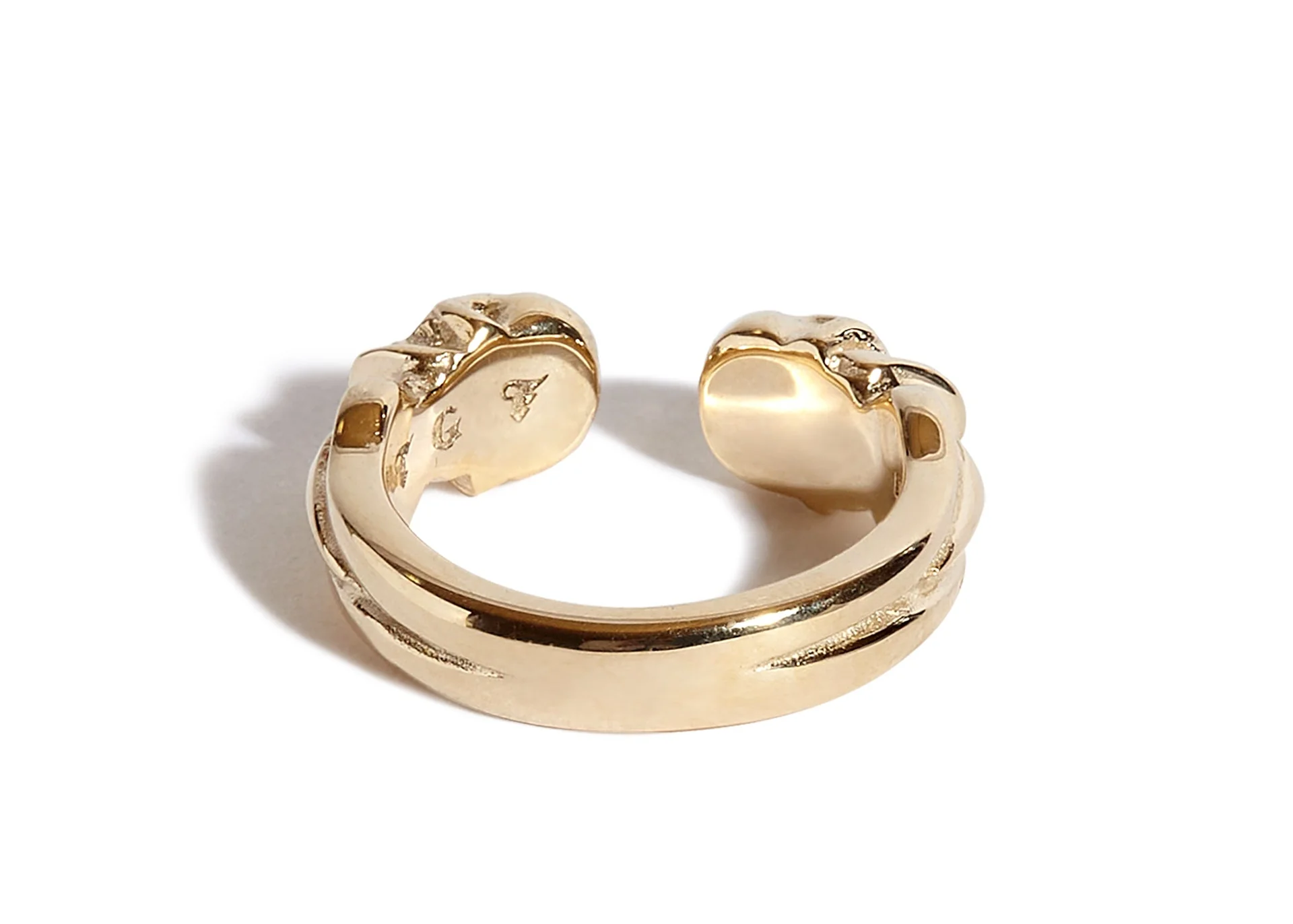 9ct Gold Double Headed Open Skull Band with Diamond Eyes - Image 5