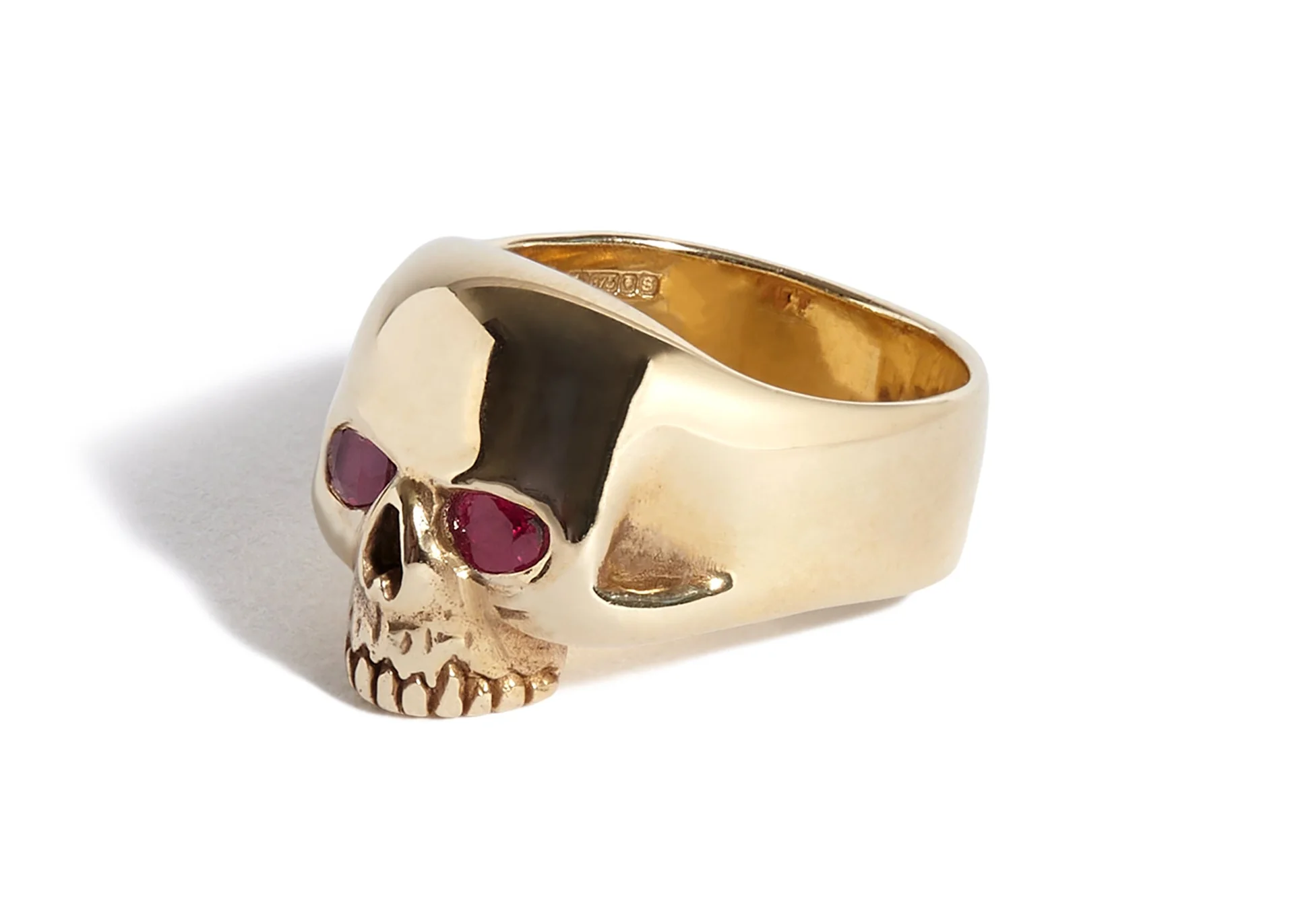 9ct Gold Smallest Evil Skull Ring with Ruby Eyes - Image 3