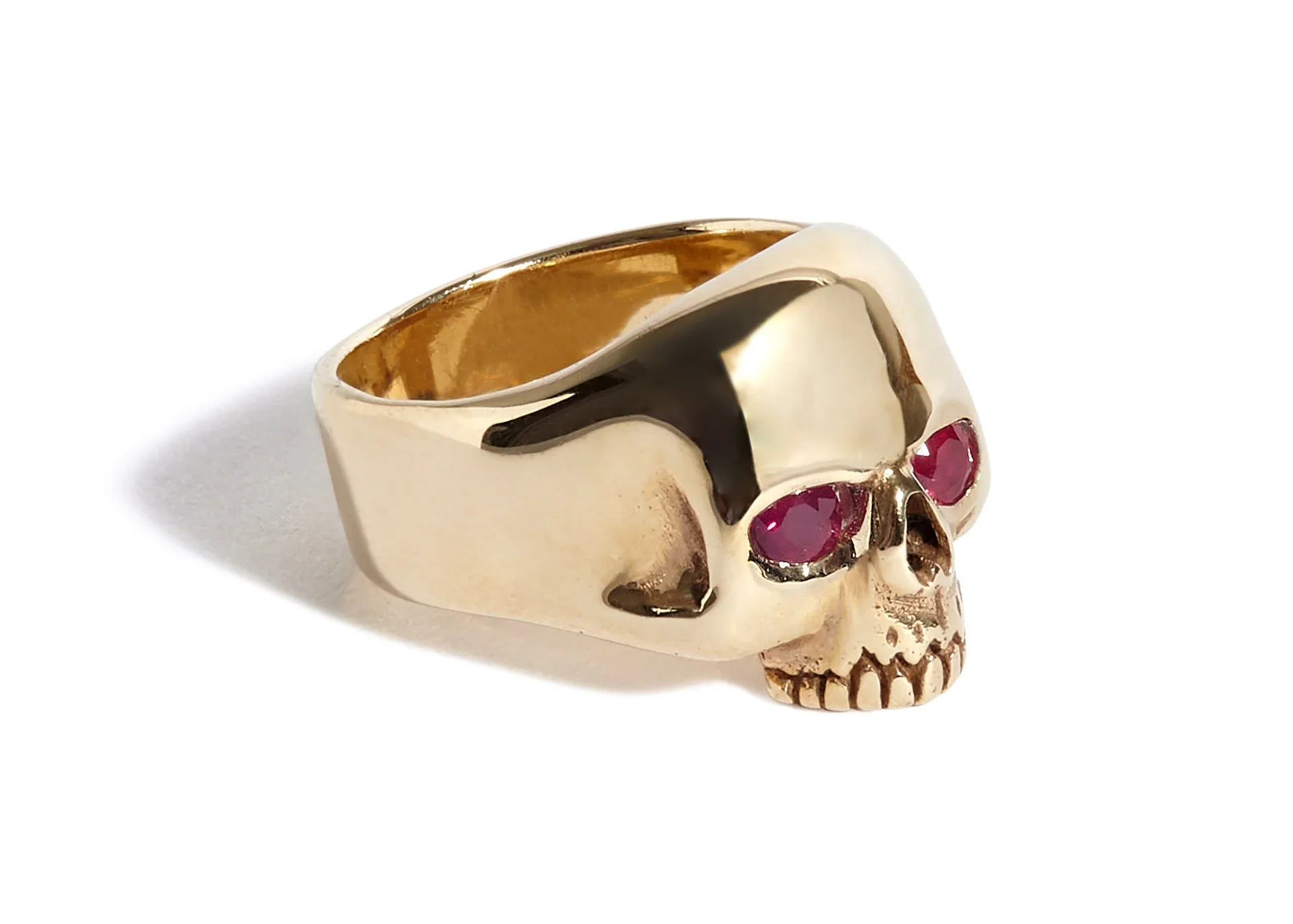 9ct Gold Smallest Evil Skull Ring with Ruby Eyes - Image 4