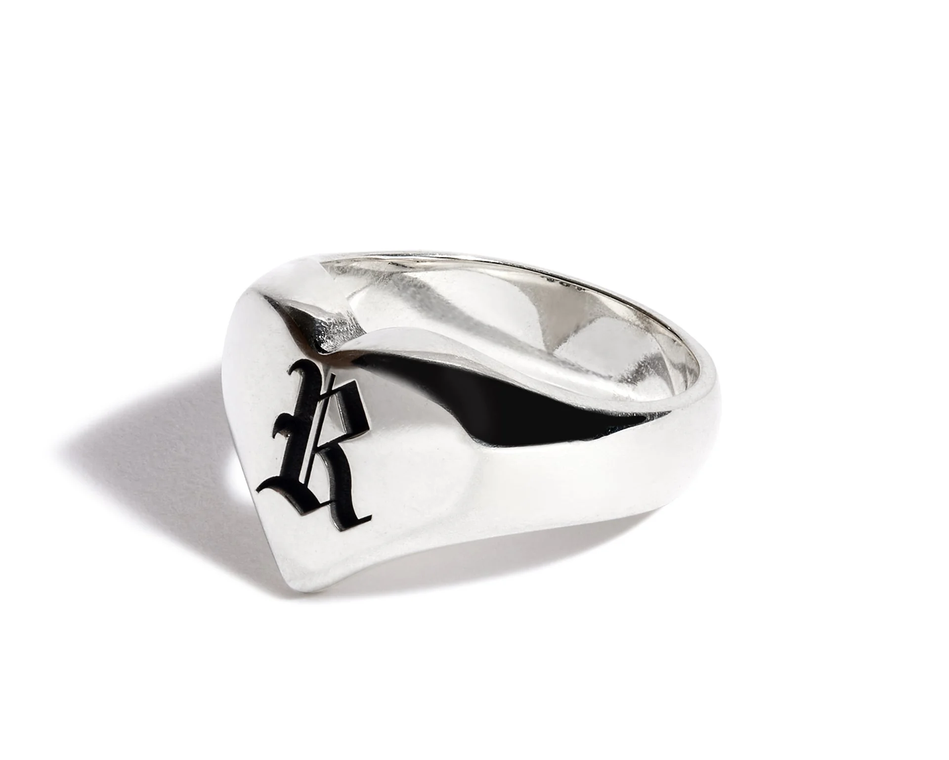 Engraved Solid Heart Ring - Image 2