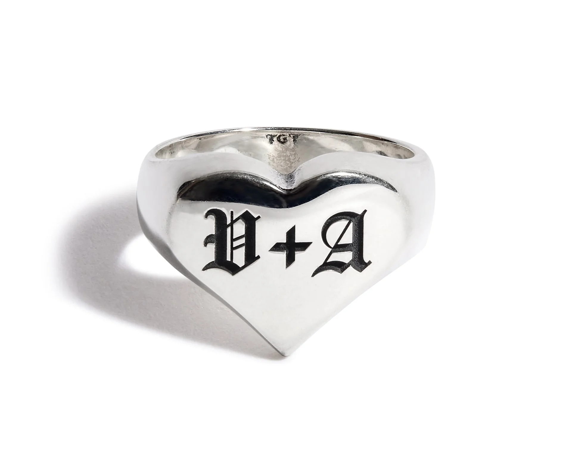 Engraved Solid Heart Ring - Image 5
