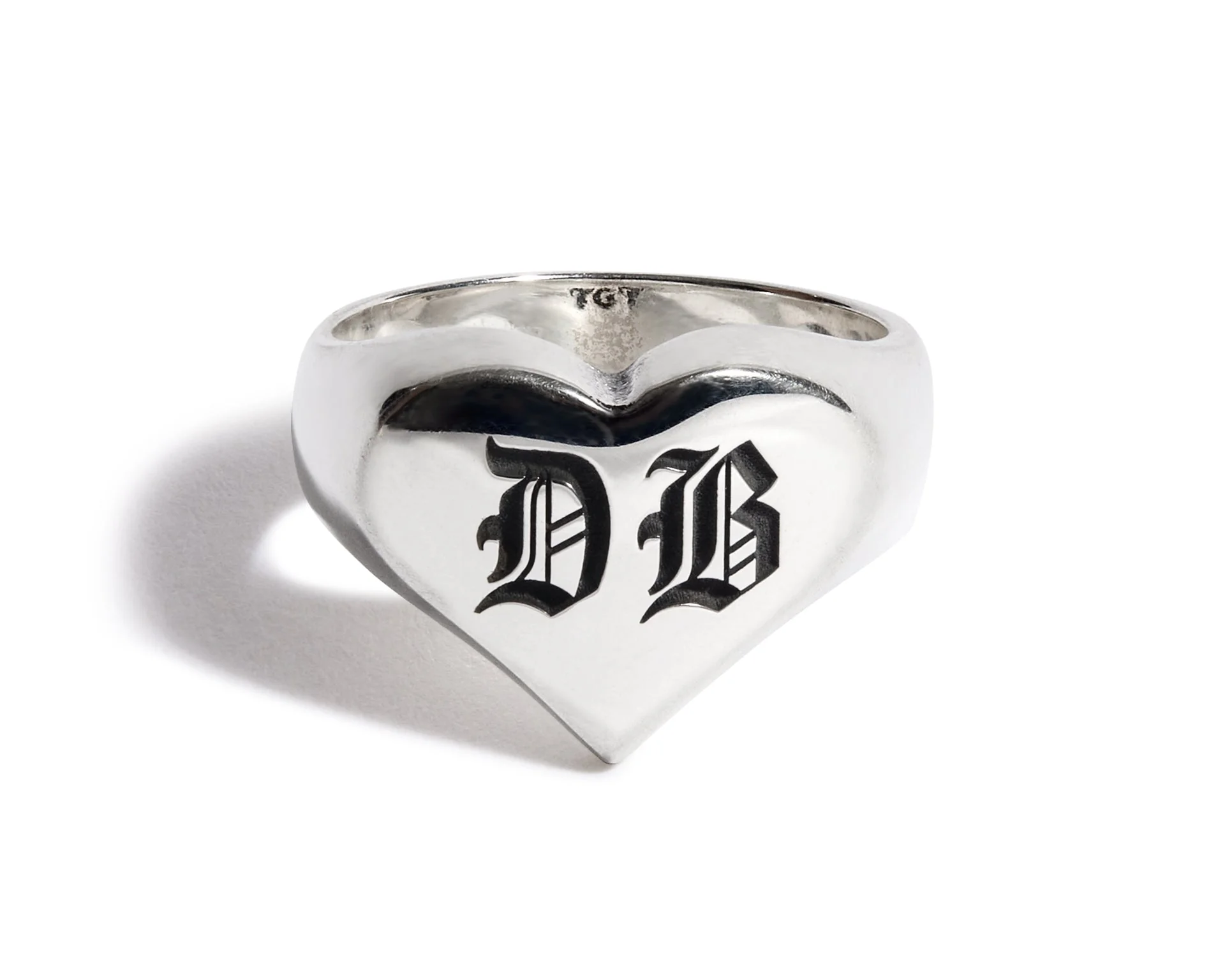 Engraved Solid Heart Ring - Image 9