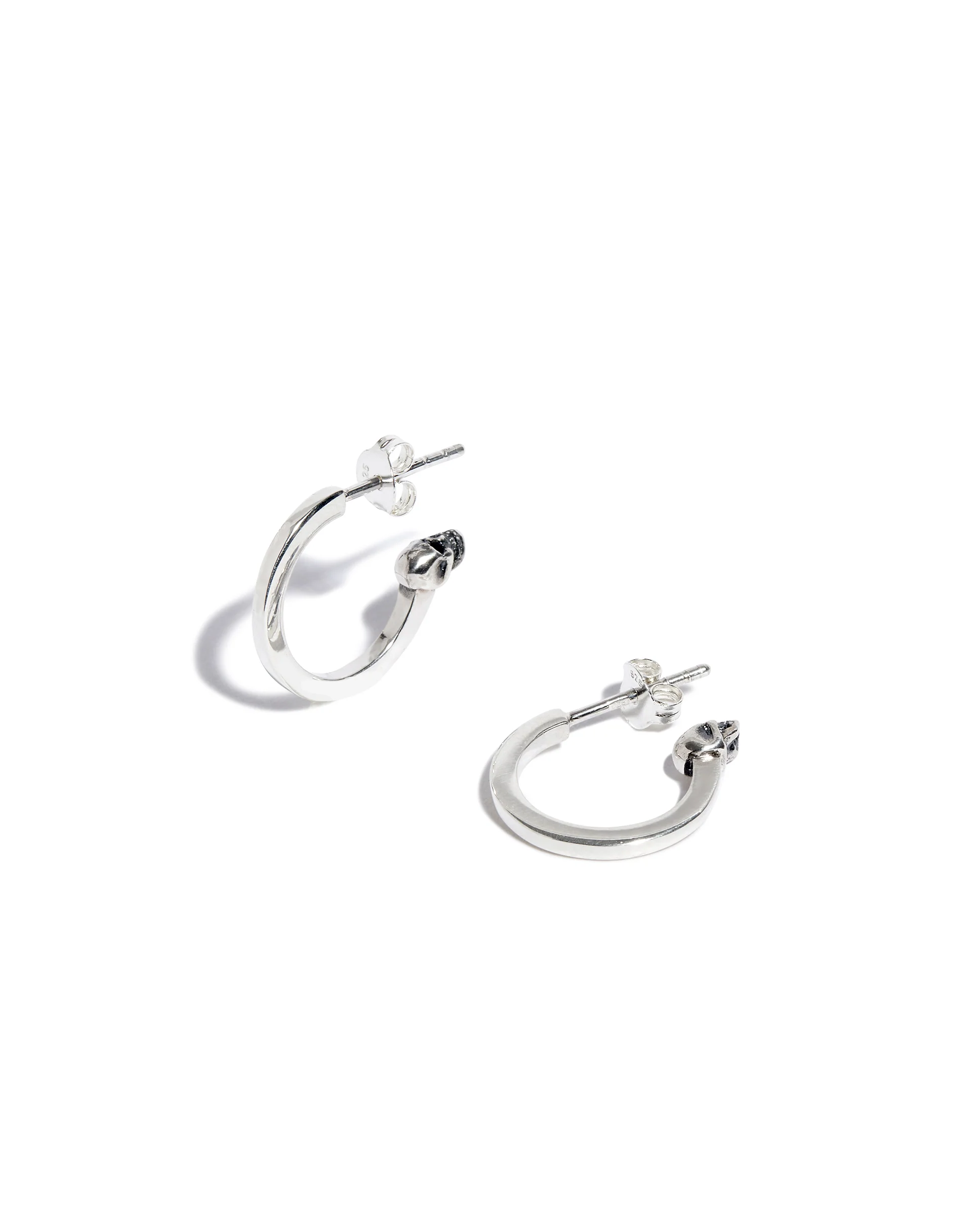 Flat Silver Skull Hoop (Single)