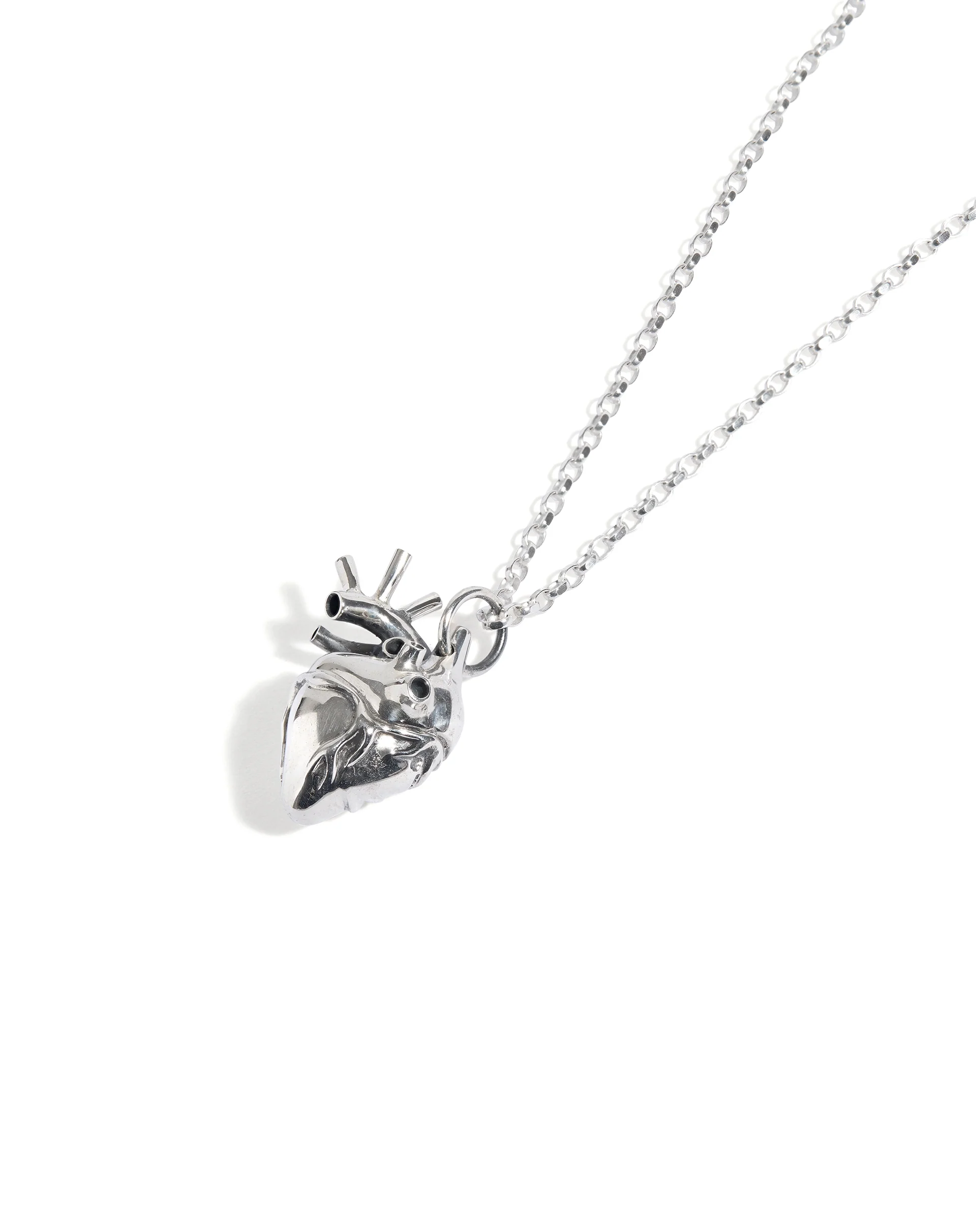 Large Silver Anatomical Heart Pendant - Image 2