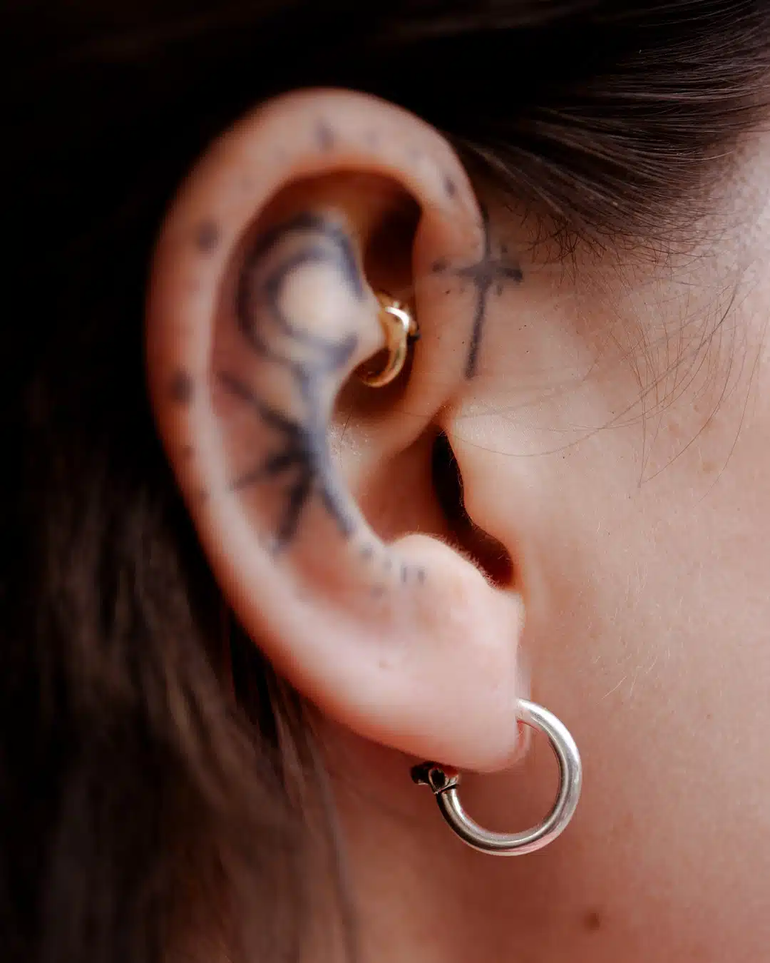 Round Silver Skull Hoop (Single) - Image 4