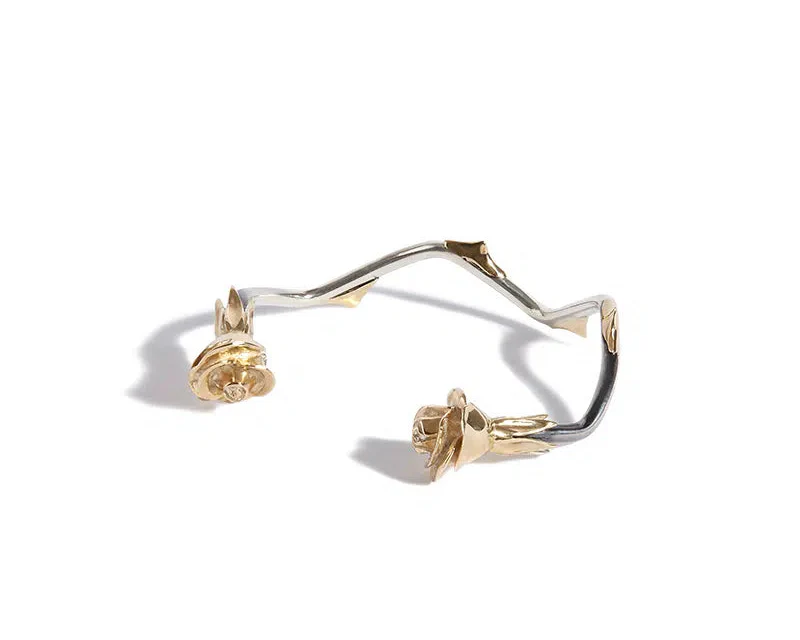 Sammi 'The Rose Amongst Thorns' Silver Bracelet with Mixed Metals - Image 4