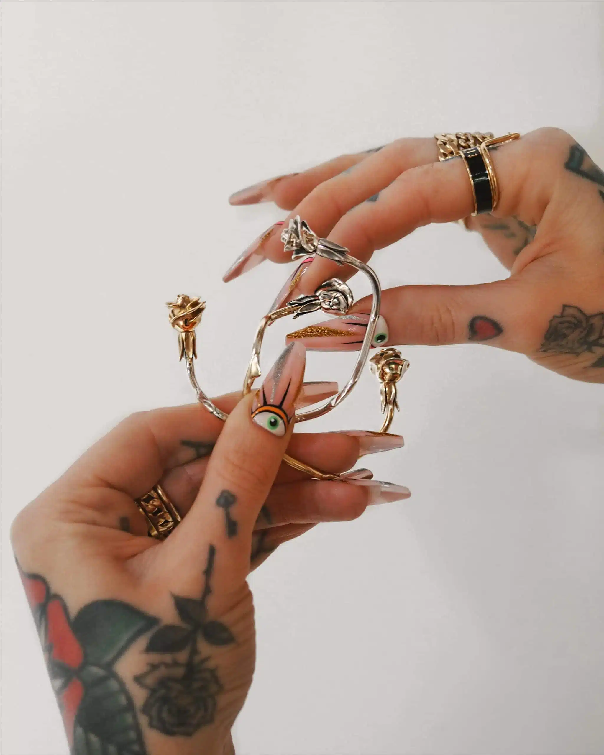Sammi 'The Rose Amongst Thorns' Silver Bracelet with Mixed Metals - Image 6