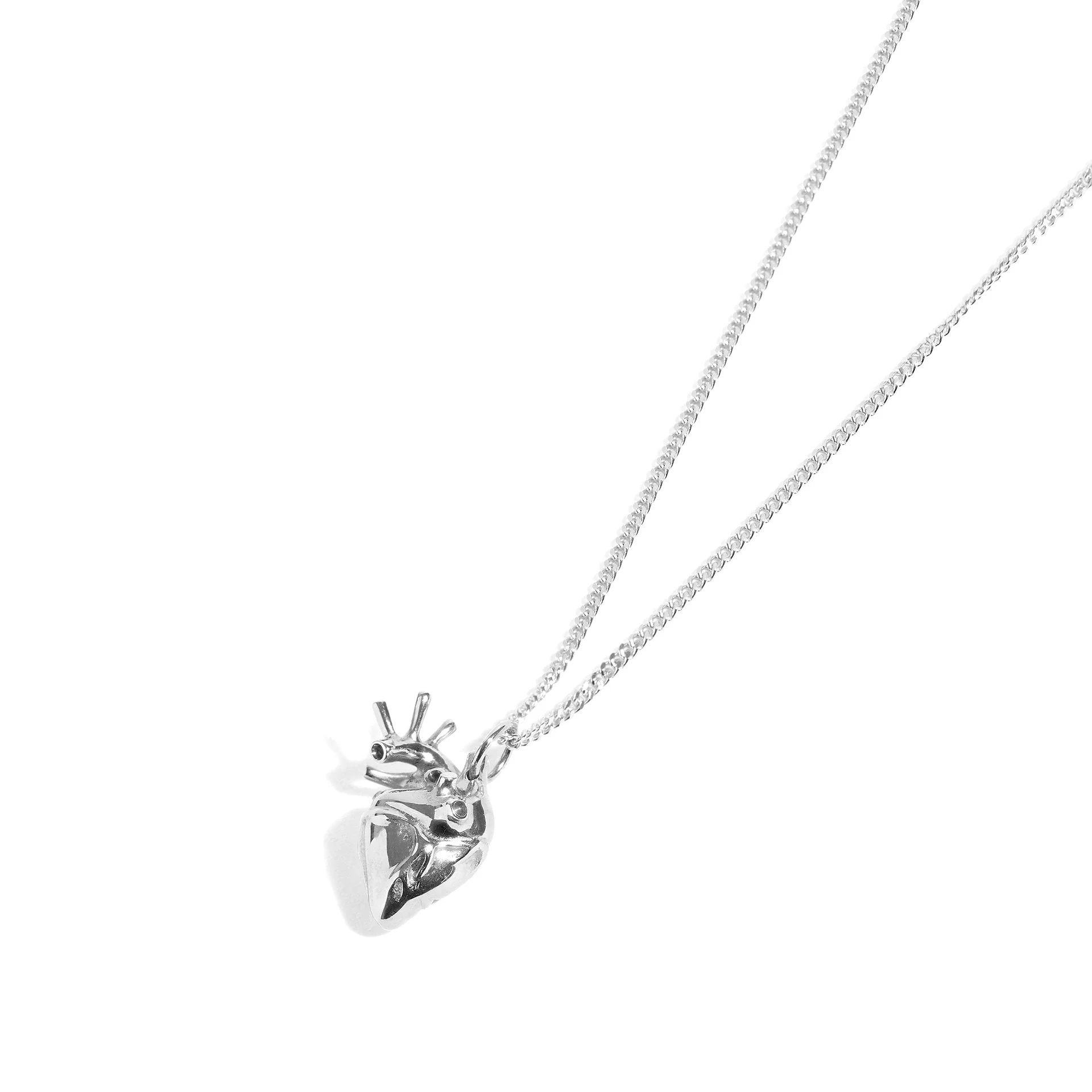 Small Silver Anatomical Heart Pendant - Image 3