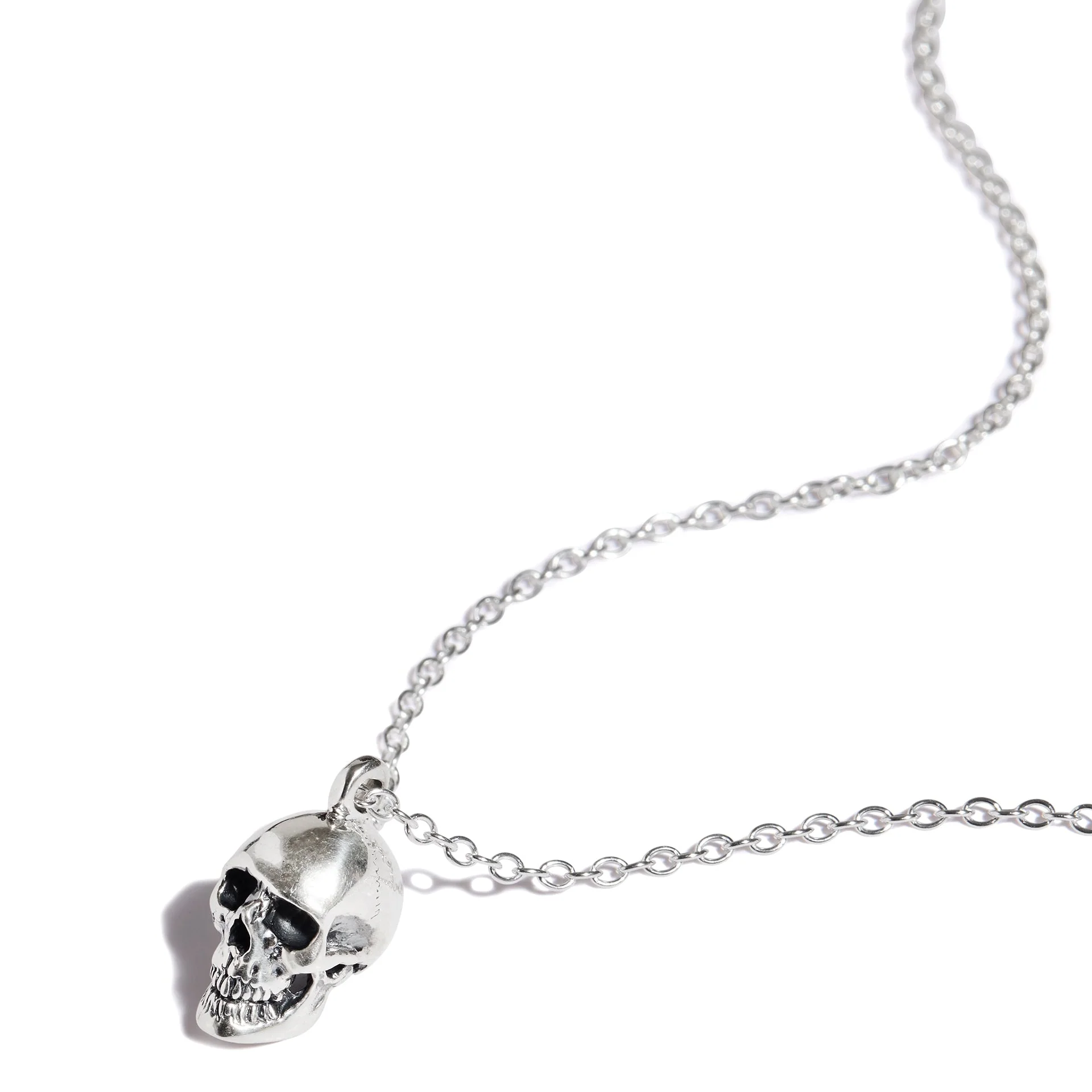 Small Anatomical Skull Pendant with Chain - Image 2