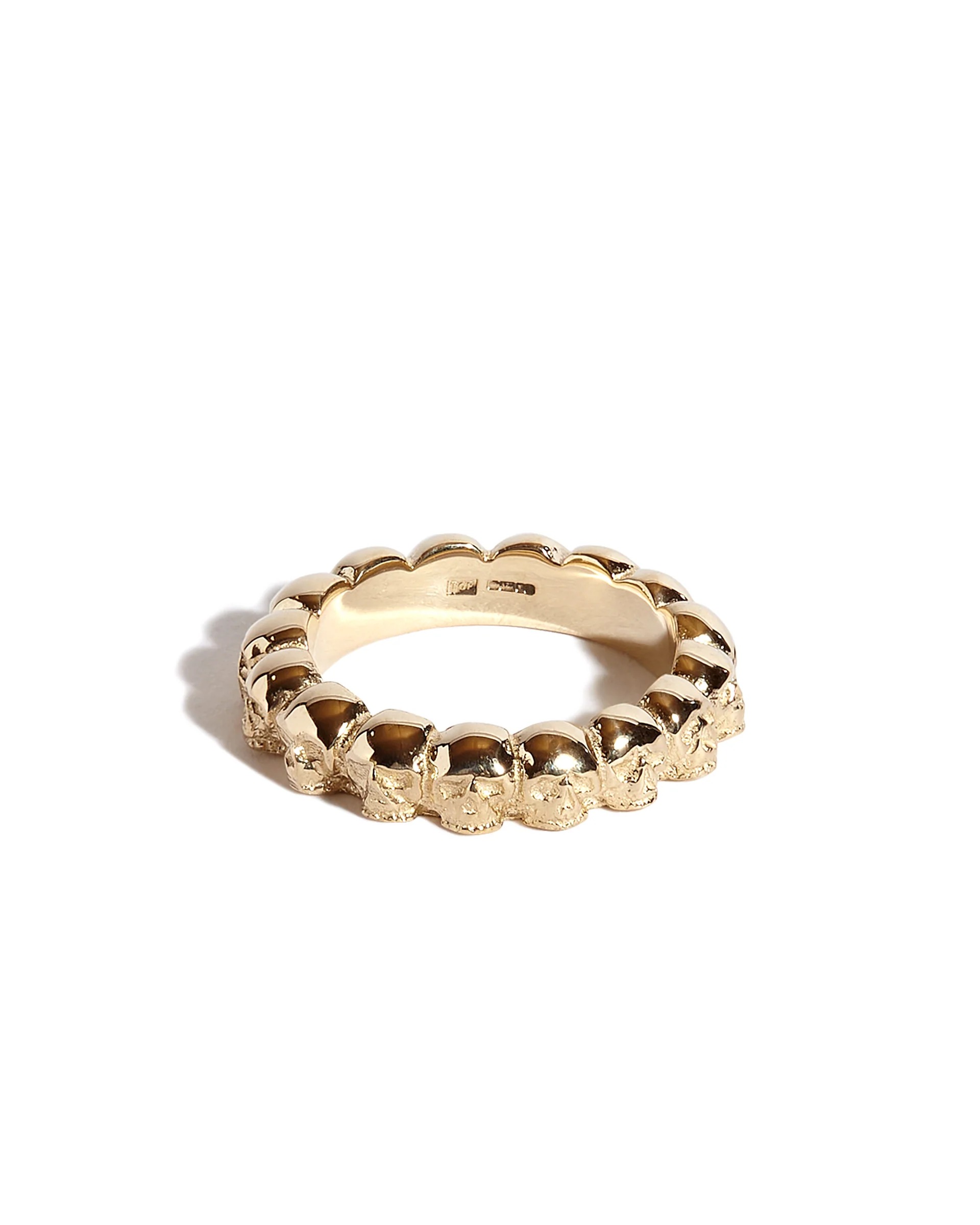 Solid 9ct Gold Band of Skulls