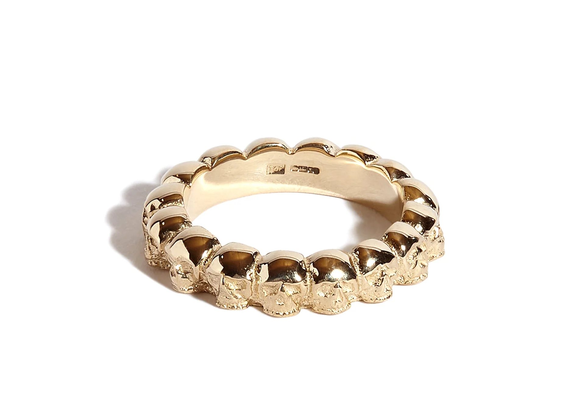 Solid 9ct Gold Band of Skulls - Image 2
