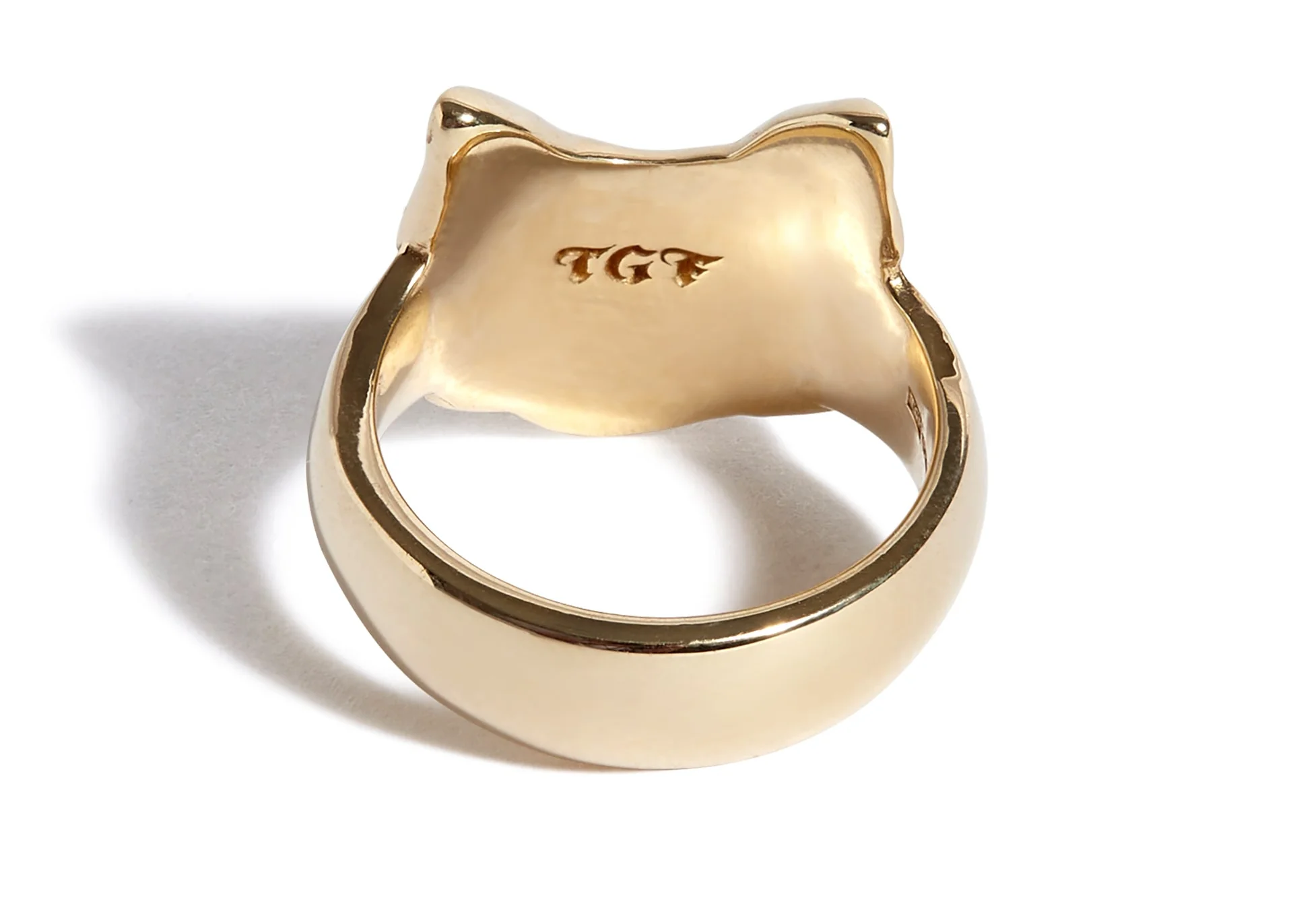 Solid 9ct Gold Cat Ring with Topaz Eyes - Image 5