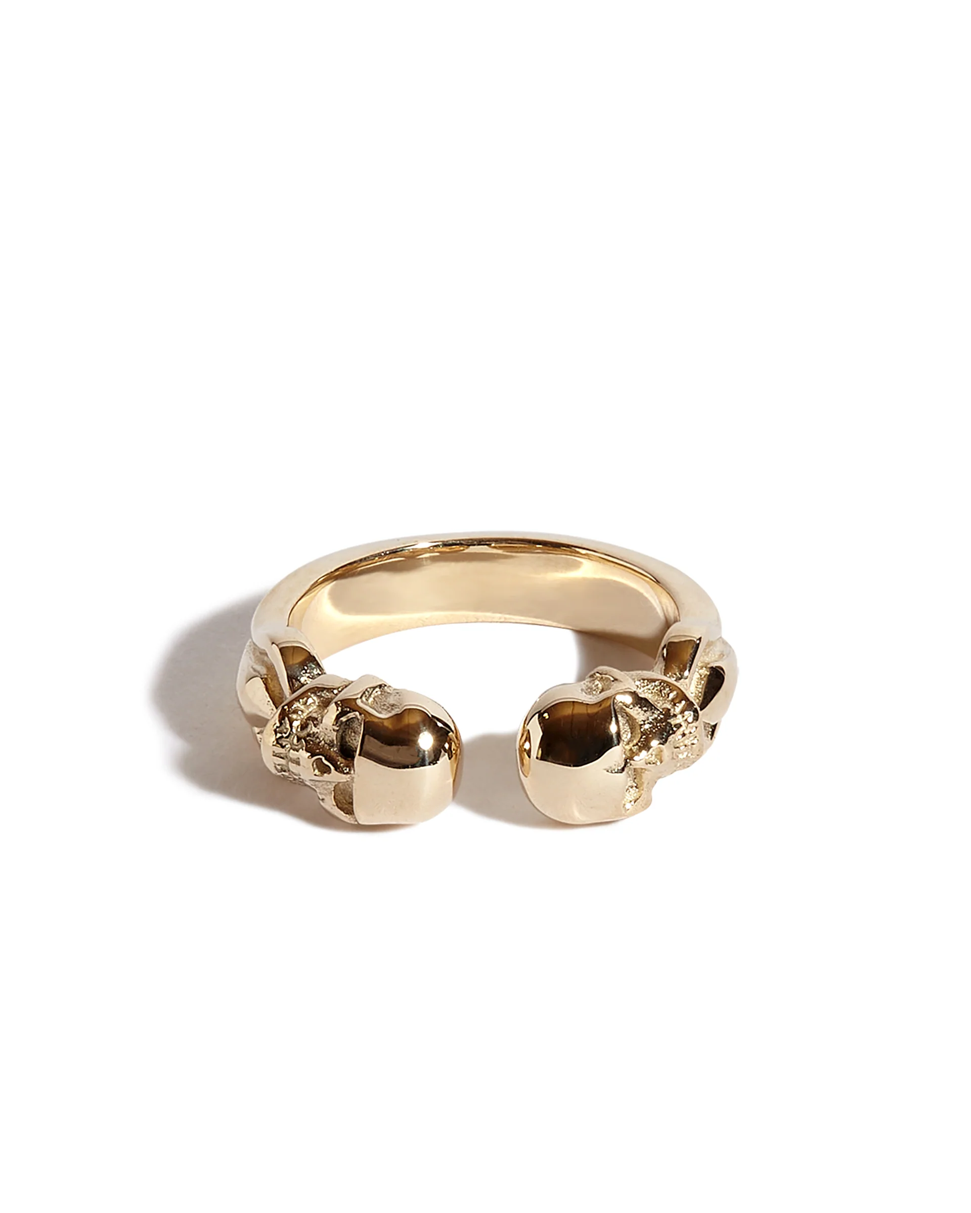 Solid 9ct Gold Double Headed Open Skull Band
