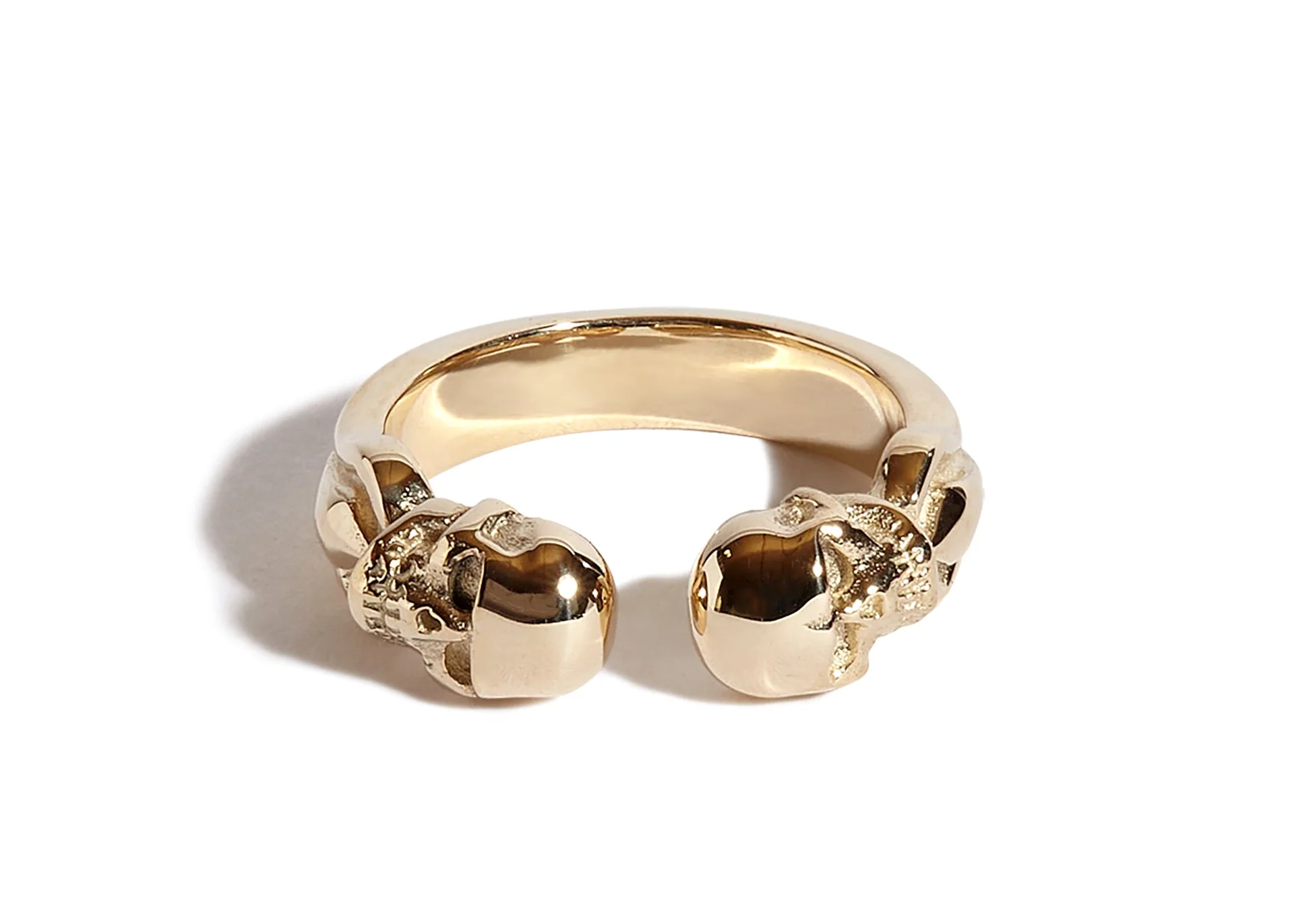 Solid 9ct Gold Double Headed Open Skull Band - Image 2