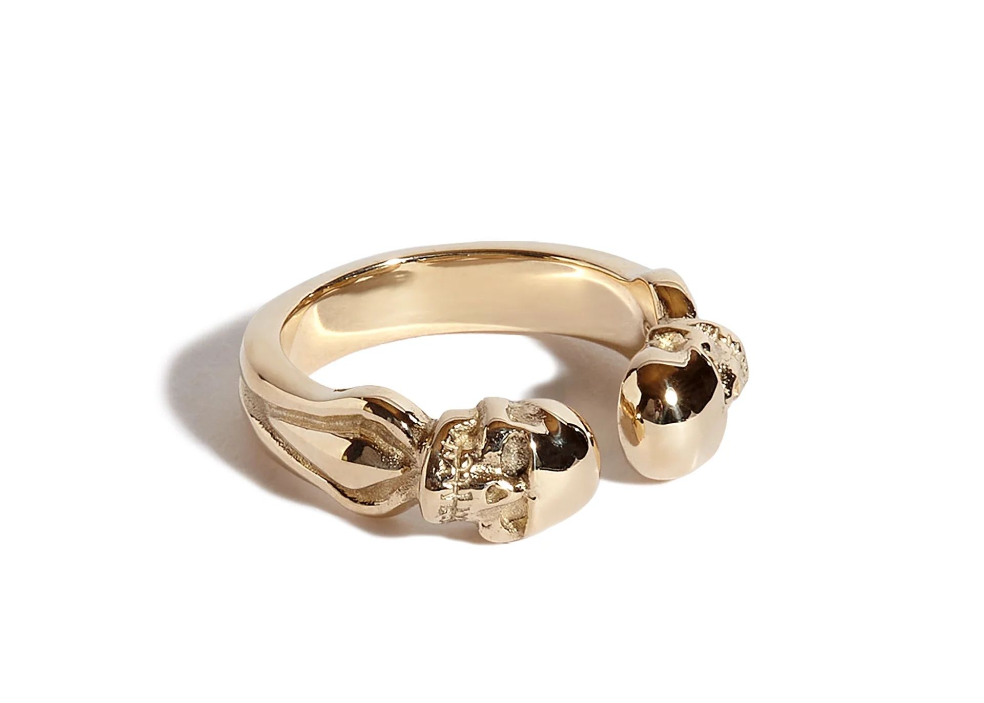 Solid 9ct Gold Double Headed Open Skull Band - Image 4