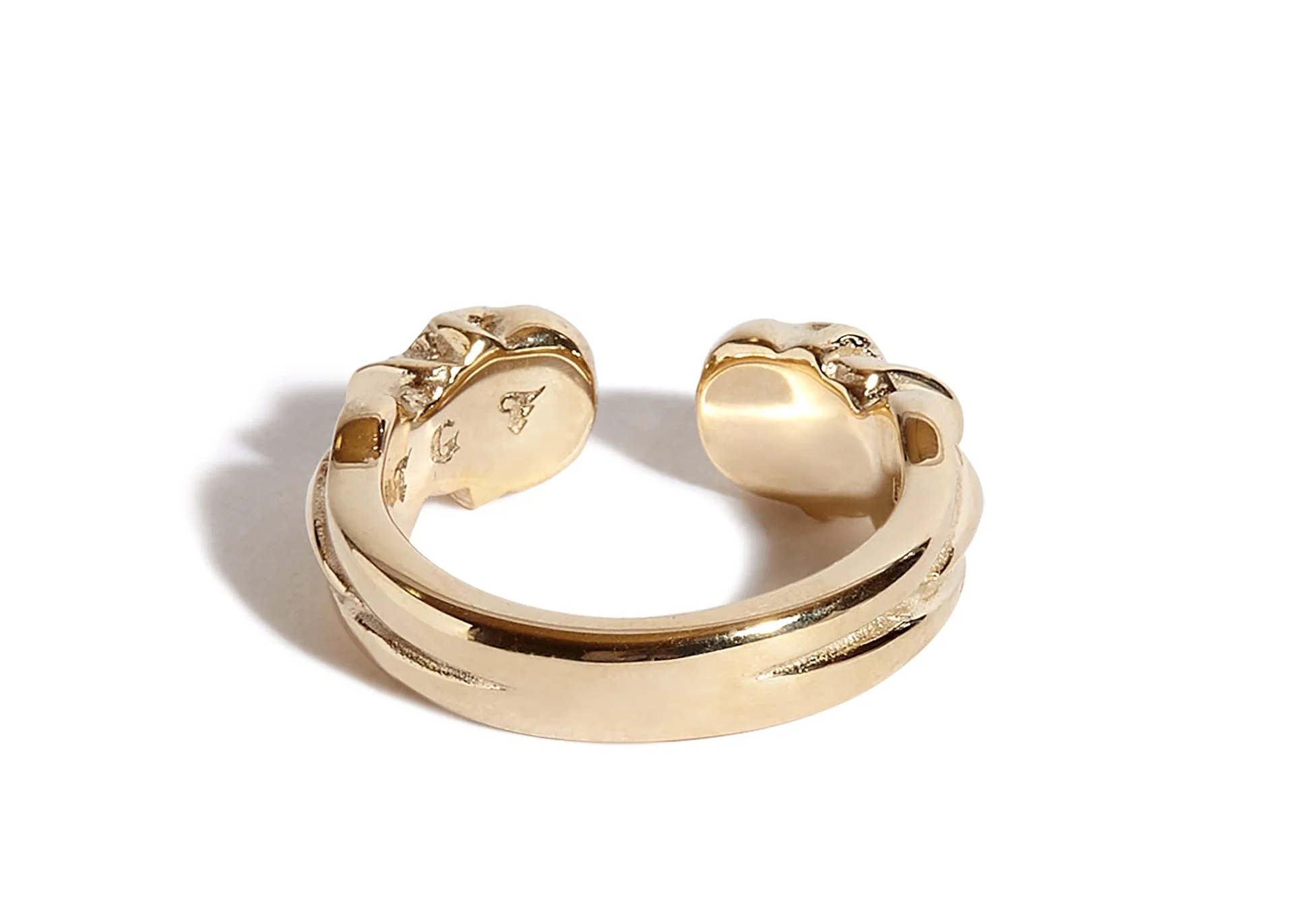 Solid 9ct Gold Double Headed Open Skull Band - Image 5