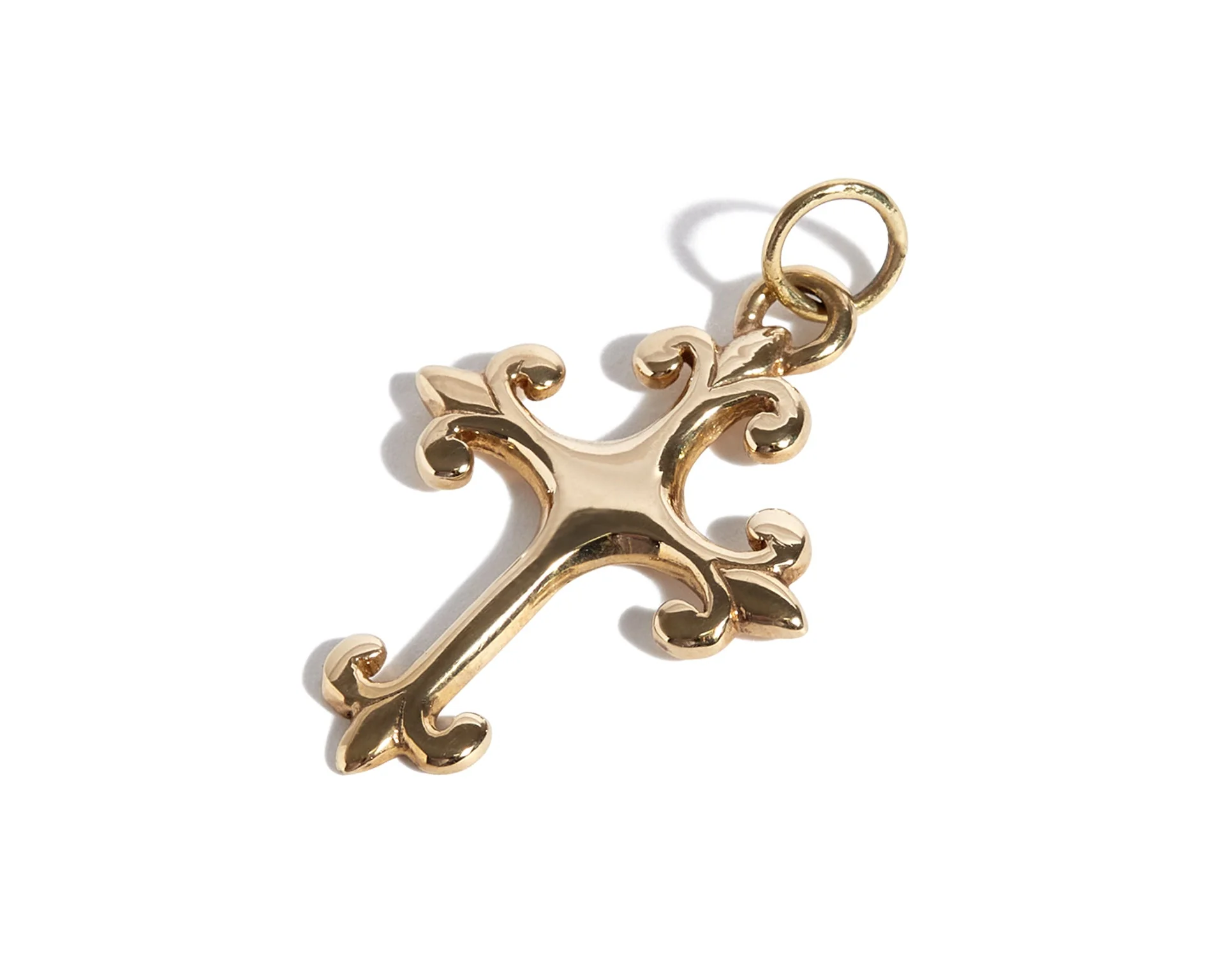 Solid 9ct Gold Small Cross with Fleur de Lis - Image 3
