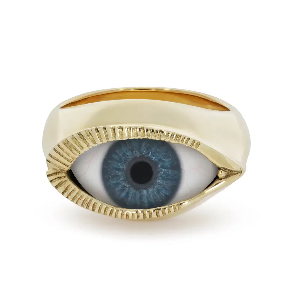 Solid 9ct Gold Small Eye Ring - Image 3