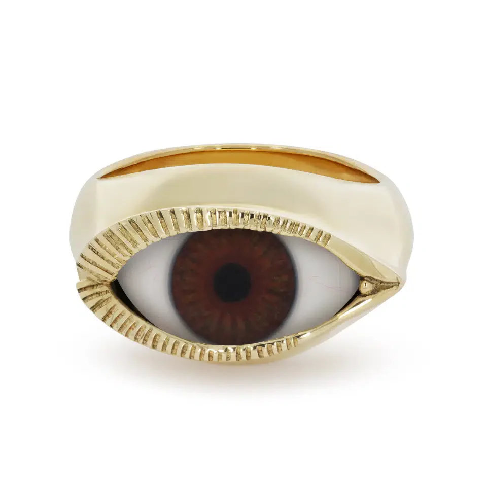 Solid 9ct Gold Small Eye Ring - Image 4