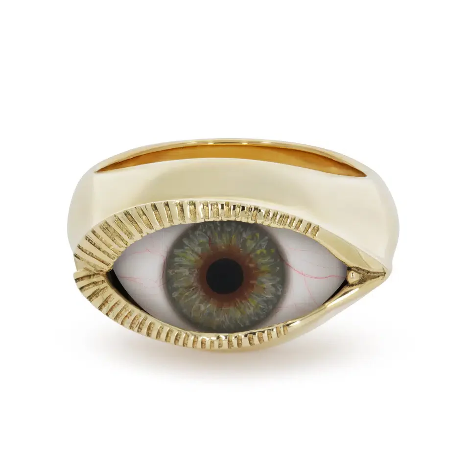 Solid 9ct Gold Small Eye Ring - Image 5