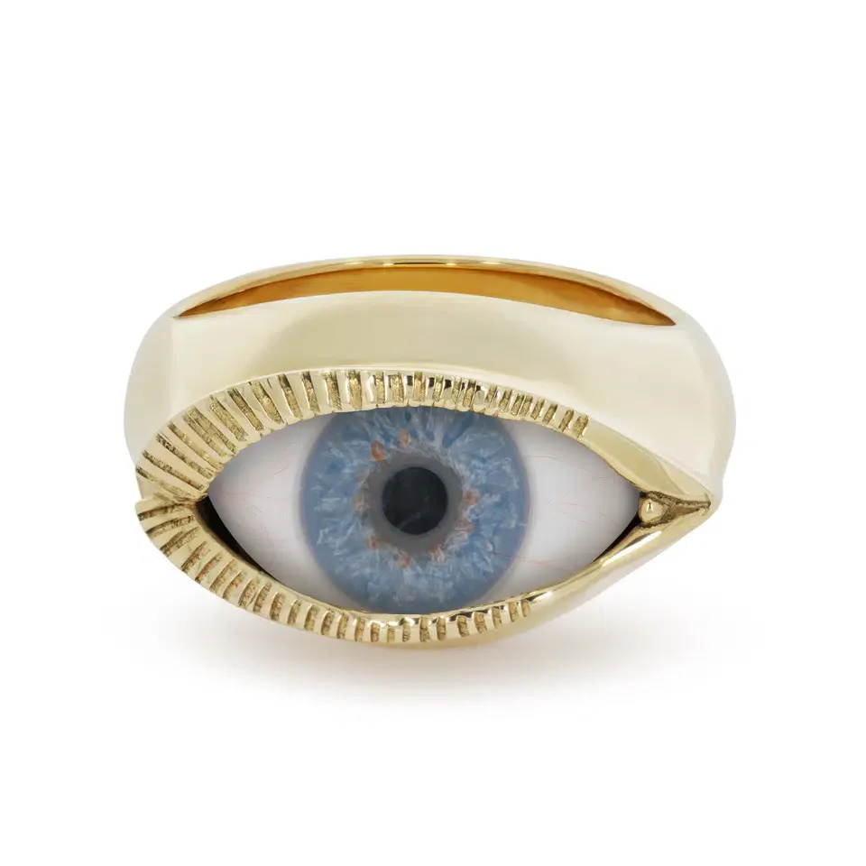 Solid 9ct Gold Small Eye Ring - Image 6