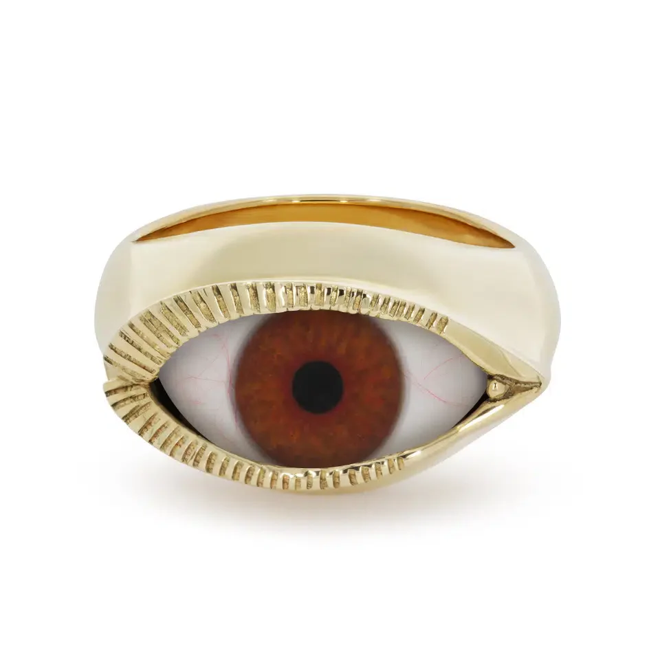Solid 9ct Gold Small Eye Ring - Image 7