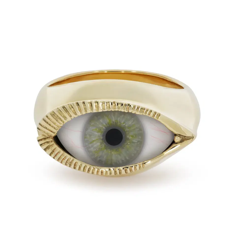 Solid 9ct Gold Small Eye Ring - Image 8