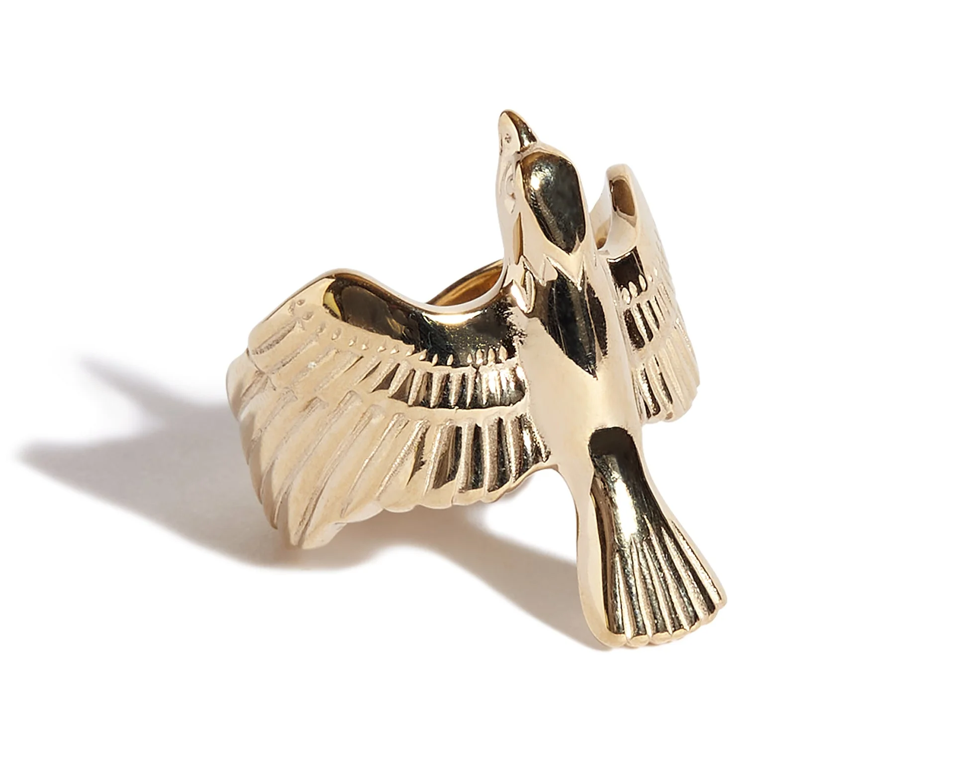 Solid 9ct Gold Soaring Eagle Ring - Image 4