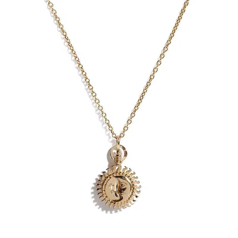 Solid 9ct Gold Sun, Moon and Stars Pendant with Diamonds - Image 3