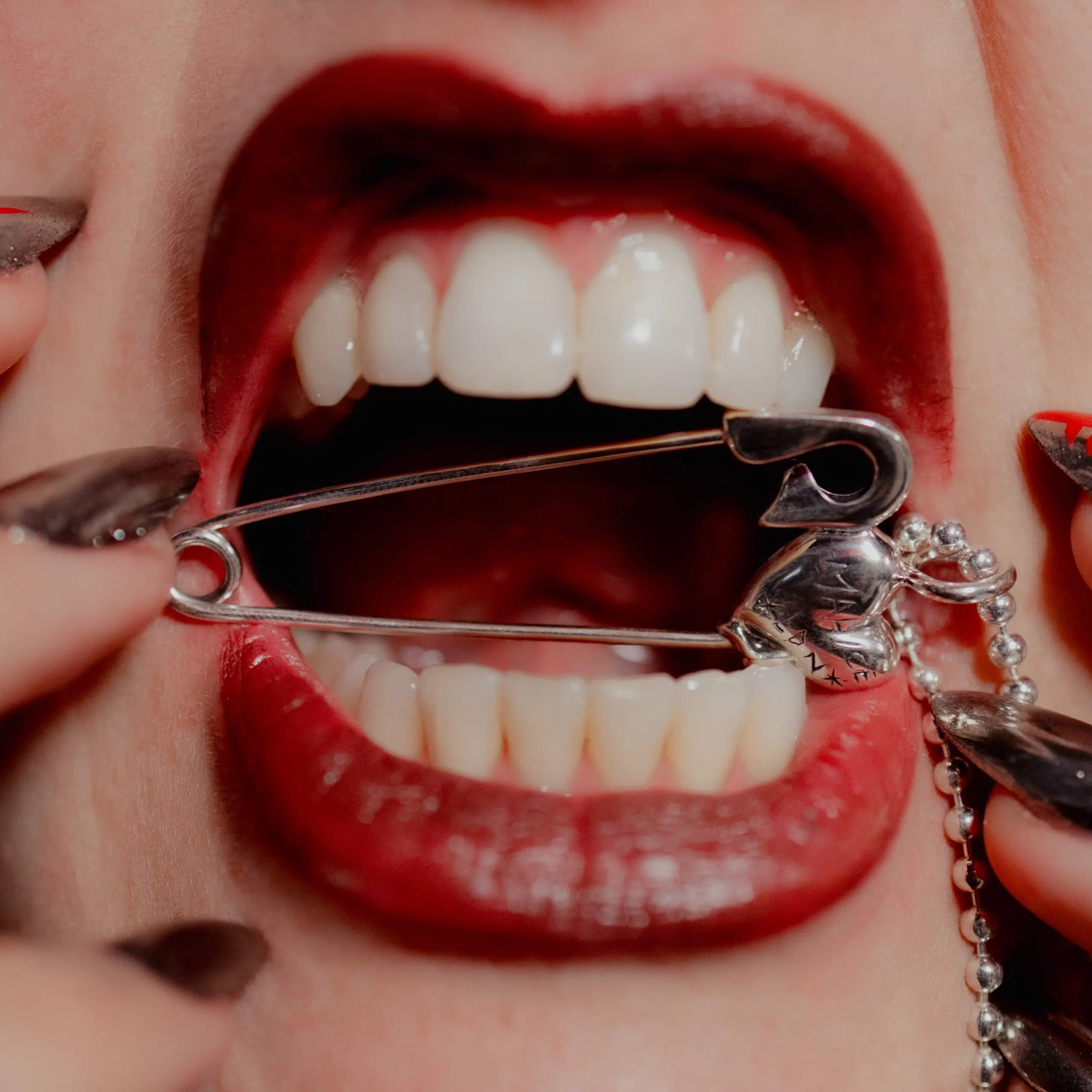 TGF x Emily Malice Heart Safety Pin Pendant & Chain - Image 5