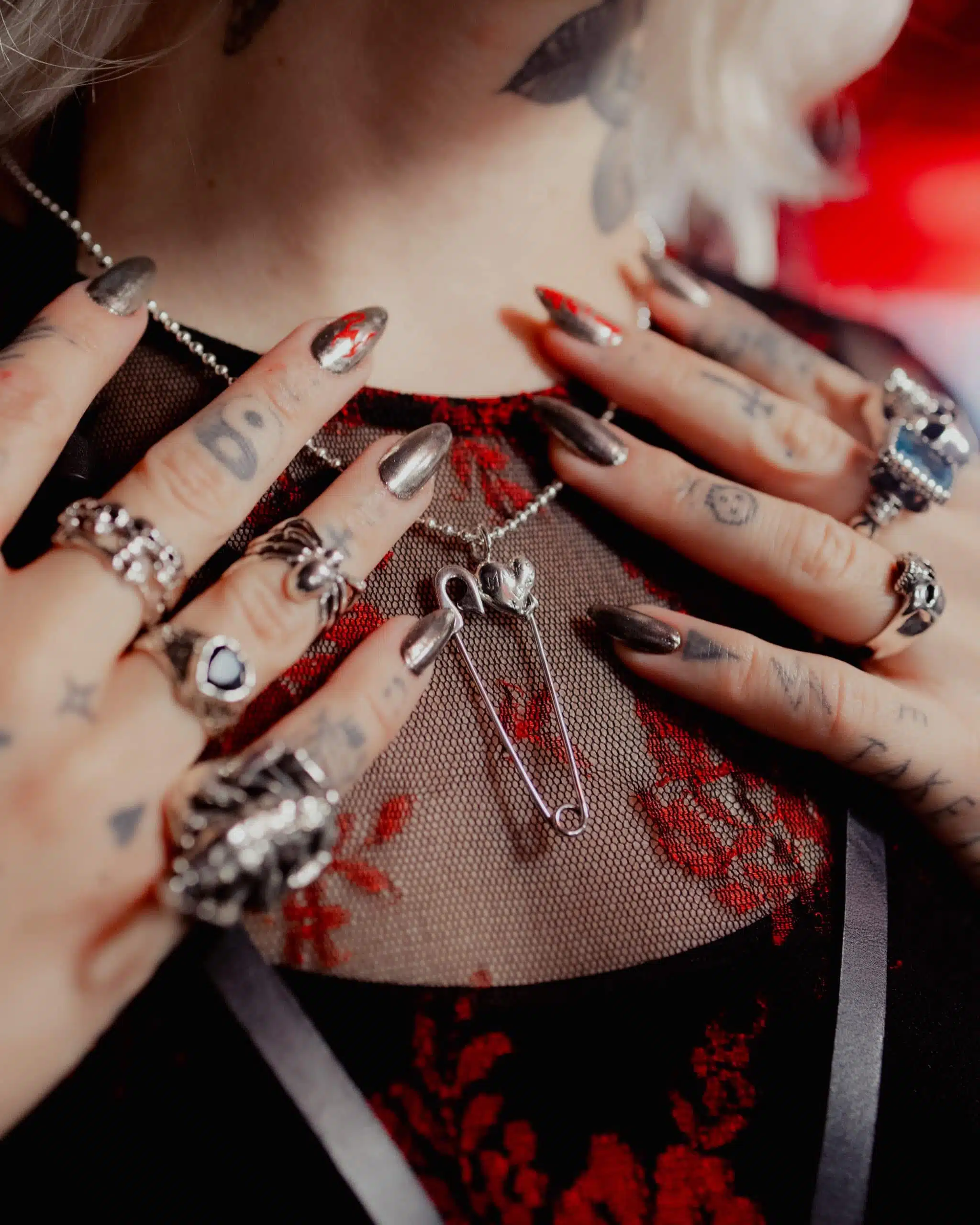 TGF x Emily Malice Heart Safety Pin Pendant & Chain - Image 7