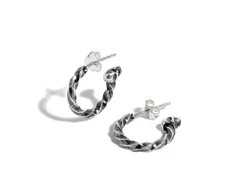 Twisted Silver Skull Hoop (Single) - Image 2