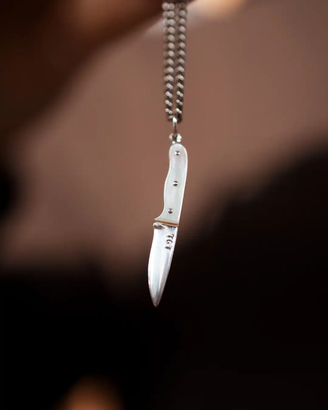 White Mother of Pearl Knife Pendant - Image 4